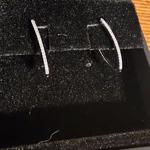 Solid 14k white gold natural diamond earrings